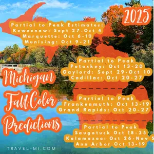 2025 Michigan Fall Color Predictions + Map, 38 Destinations, Overlooks, Scenic Drives, Weekend Getaways | Predictions for Peak Leaf Peeping | When to See Fall Foliage in Autumn