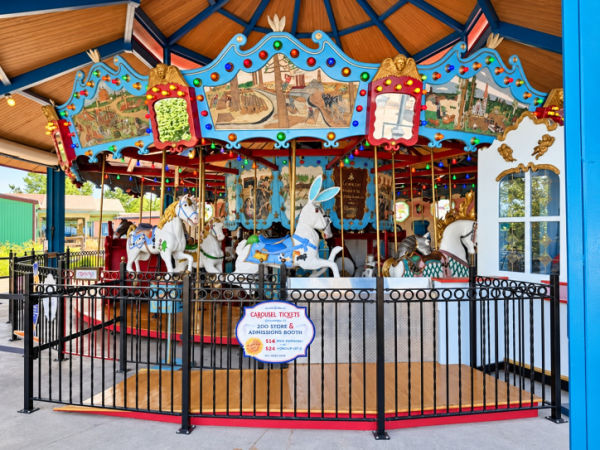 Hand carved carousel at Saginaw Children's Zoo Michigan