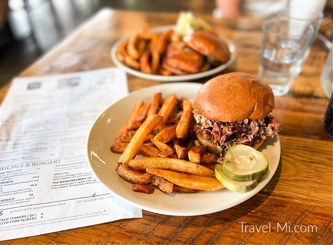 Brown Iron Brewhouse sandwich with fries