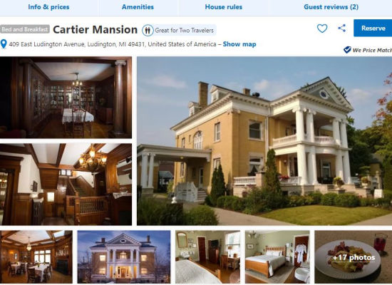 Cartier Mansion Hotel in Ludington, Michigan
