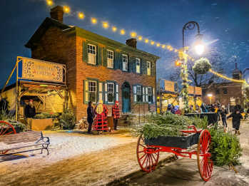 Downtown village decorated for Christmas