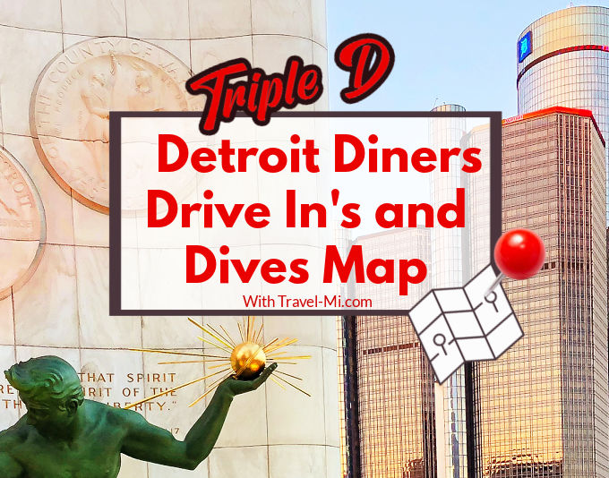 Diners Drive Ins with photo of statue and Detroit skyline