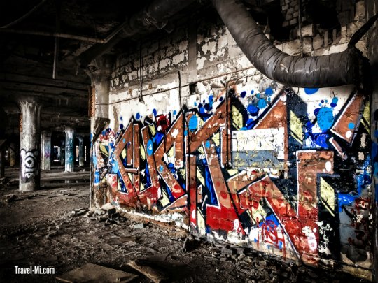 Graffiti walls in an abandoned factory