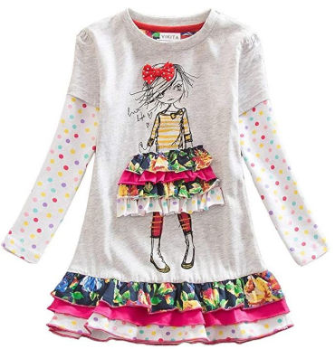 Floral and Polka Dot Ruffle Girls Top