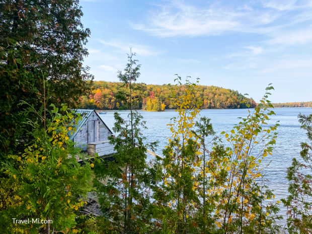 Lake with color changing trees