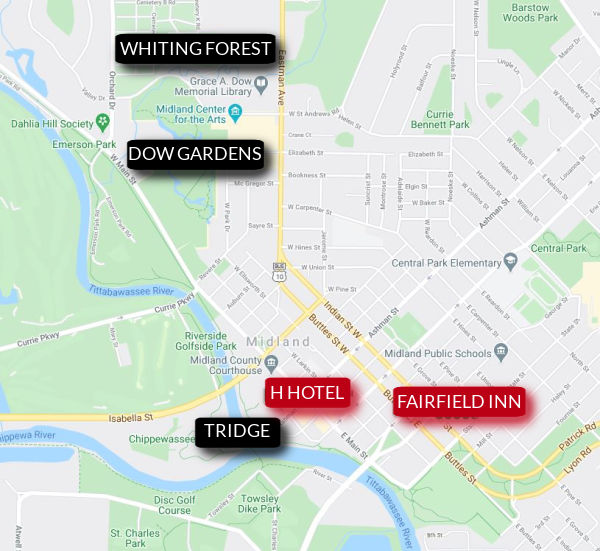 Midland Michigan Hotel Map