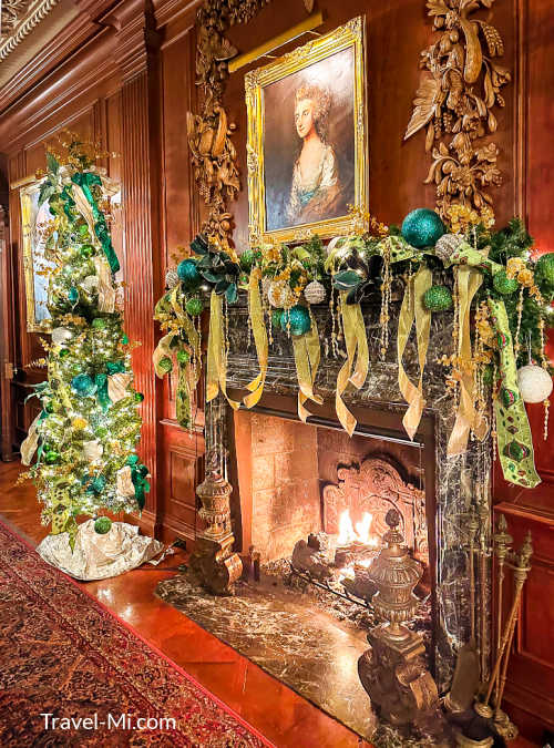Painting, wood panels and Christmas trees at Meadow Brook Hall