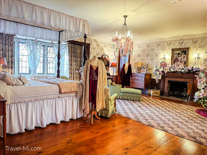 Bedroom and dressing mannequin at Meadow Brook Hall
