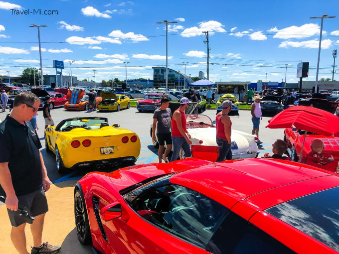 Red and Yellow Corvette at the Metro Cruise Grand Rapids: 28th Street