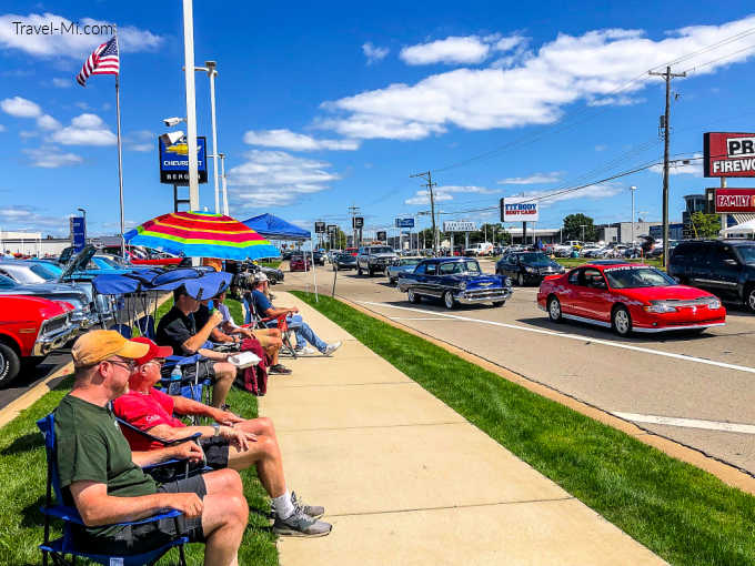 Sitting on Side of the Street at the Metro Cruise Grand Rapids: 28th Street