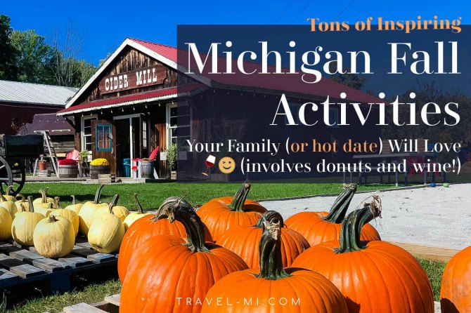 Michigan Apple barn with pumpkins in the foreground