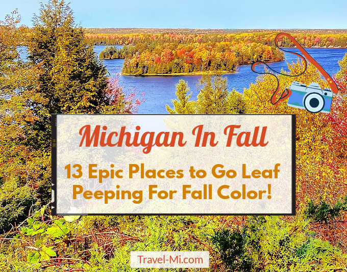 Michigan in Fall-View from Lumberman's Monument of the trees and lake