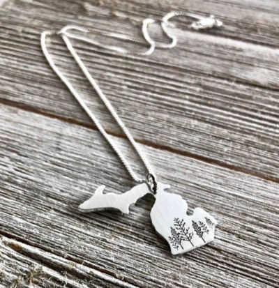 Michigan Necklaces: Handmade State of MI, Upper Peninsula and Great Lakes Jewelry Gifts