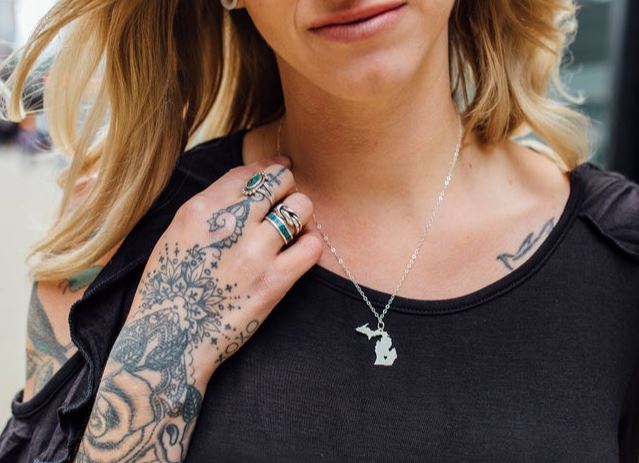 Michigan Necklaces: Handmade State of MI, Upper Peninsula and Great Lakes Jewelry Gifts