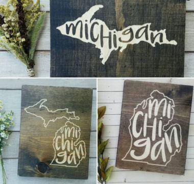 Handmade Wooden Michigan Signs