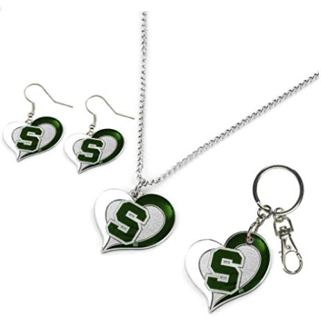 Michigan State Necklace, Earrings, Keychain