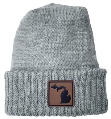 Michigan Leather Patch Cuff Beanie