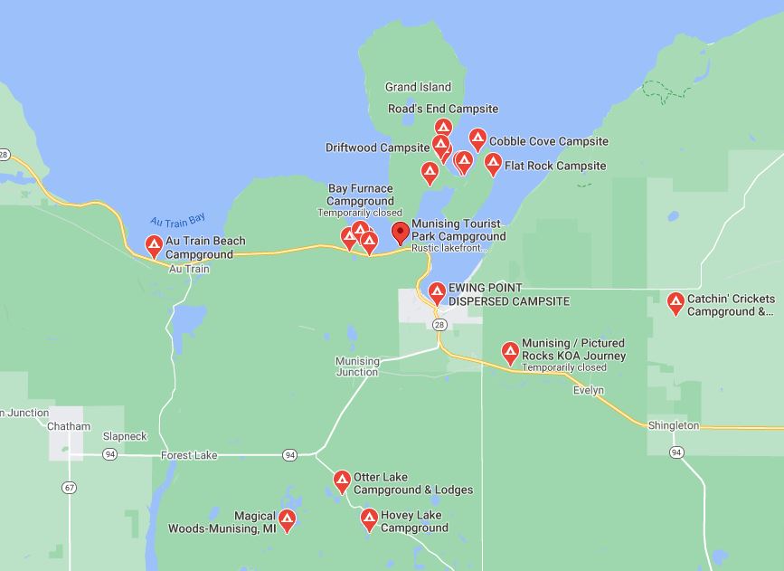 Munising Michigan Campground Map