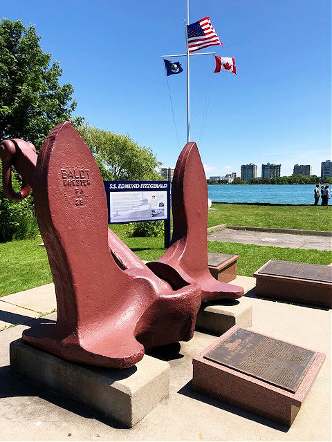 Edmund Fitzgerald Lost anchor displayed outside on Belle Isle Detroit Michigan