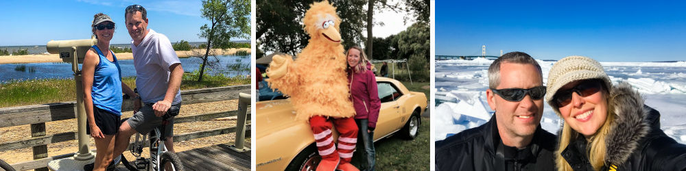Sherry and Chris at Bay City State Park, Frankenmuth and Mackinaw City