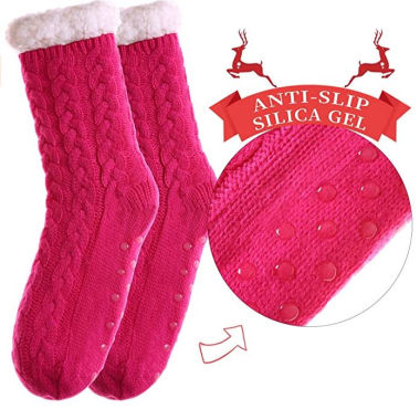 Winter Super Soft and Warm Fleece-Lined with Grippers Slipper Socks