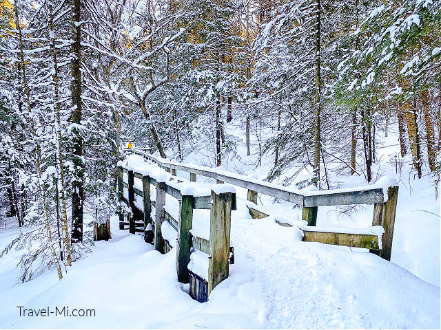 Path Leading to Wagner Falls Covered in Snow