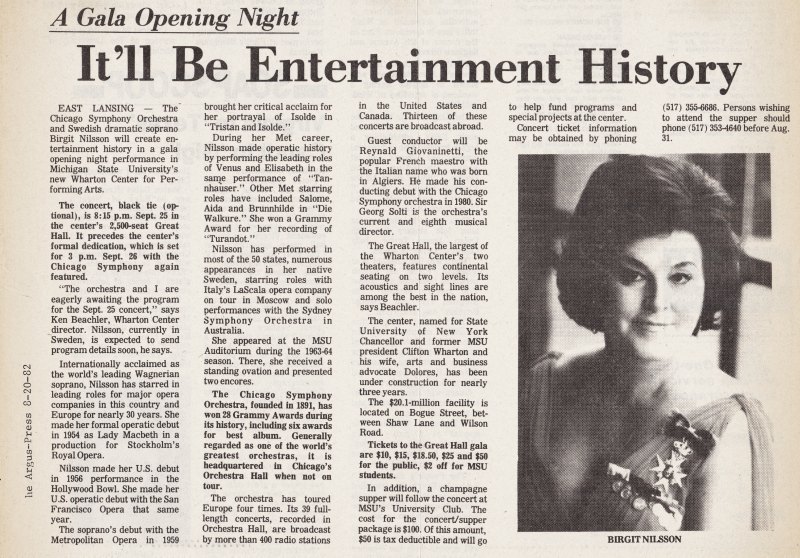 Wharton Center, Lansing, MI, (Photo Provided by the Wharton Center)