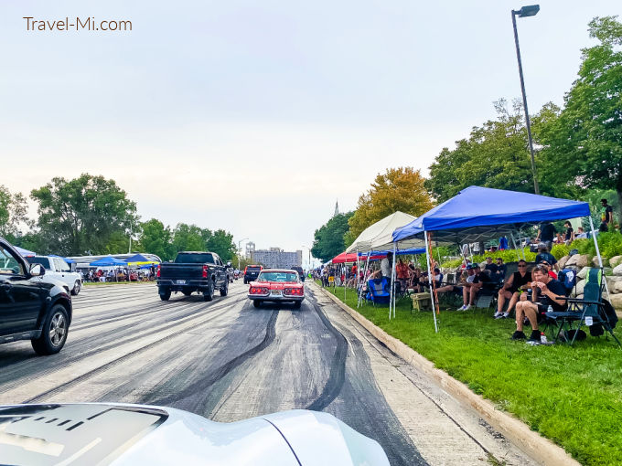 Tents lining the street in Pontiac Michigan