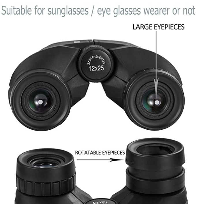 Occer 12x25 Compact Binoculars with Low Light Night Vision